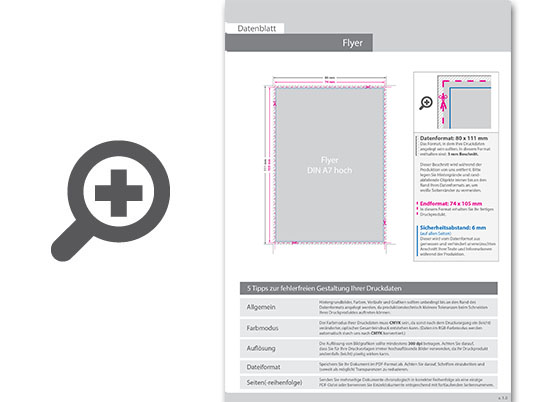 Product Bild flyer_din_a7_(7_4_cm_x_10_5_cm)__beidseitig_bedruckt_(4_4_farbig_+_1_sonderfarbe_hks)