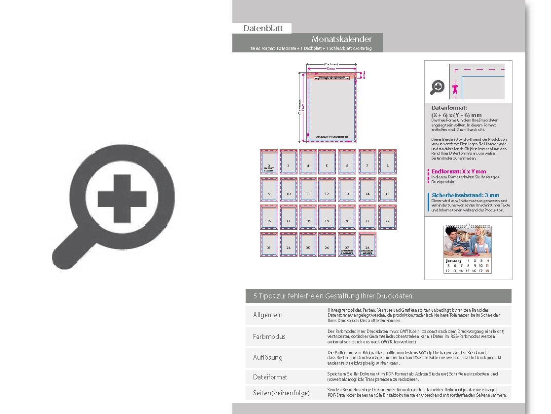 Product Bild monatskalender_14_blatt_(12_monate_+_1_deckblatt_+_1_schlussblatt)__beidseitig_bedruckt_4_4_farbig__eigene_gr____e_(freies_format)
