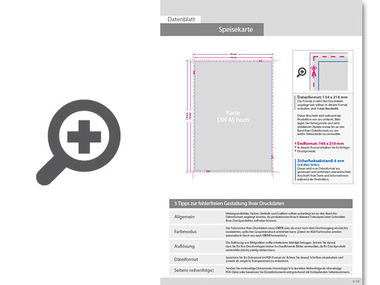 Product Bild speisekarte_din_a5_(14_8_cm_x_21_0_cm)__einseitig_bedruckt